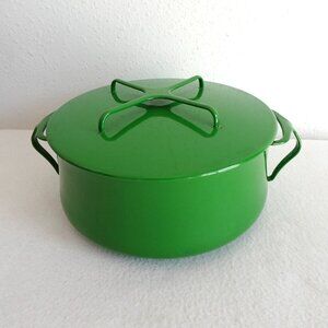 Vintage Dansk Kobenstyle Dutch Oven Green Enamelware MCM Covered Pan Pot